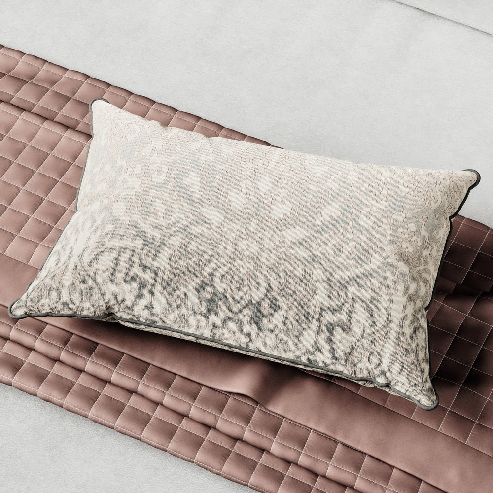 Avita Damask Cushion by Bedeck of Belfast in Tuberose Silver Grey